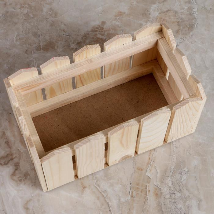 Кашпо деревянное 24&times;12&times;9 см "Заборчик", натуральный Дарим Красиво