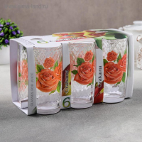 Набор стаканов &laquo;Букеты&raquo; для коктейля, 230 мл, 6 шт, рисунок МИКС