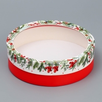 Коробка для макарун тубус с окном «Новогодняя ботаника», 20 х 20 х 5 см, Новый год Коробка для макарун тубус с окном «Новогодняя ботаника», 20 х 20 х 5 см, Новый год