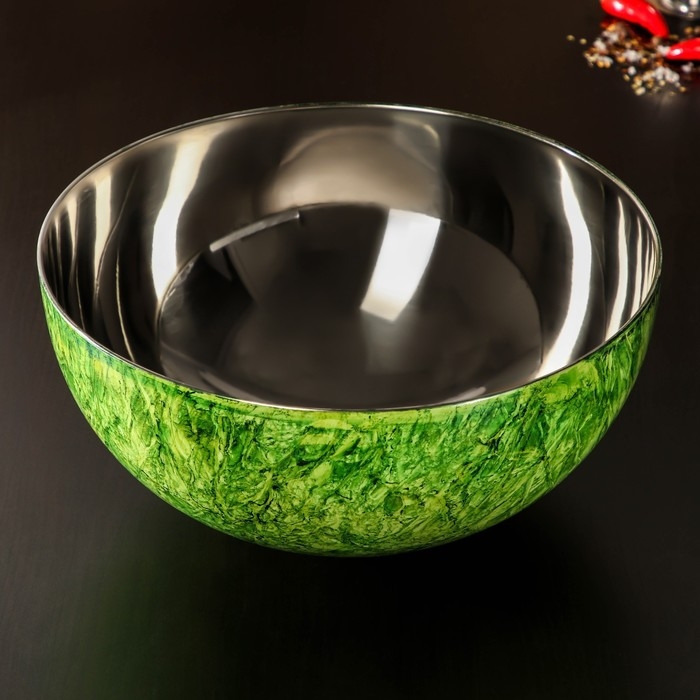 Миска из нержавеющей стали &laquo;Малахит&raquo;, d=27 см, цвет зелёный