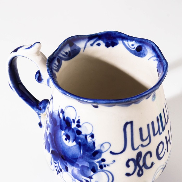 Кружка Кружка "Утро. Лучшая жена", гжель, фарфор, 11х12 см