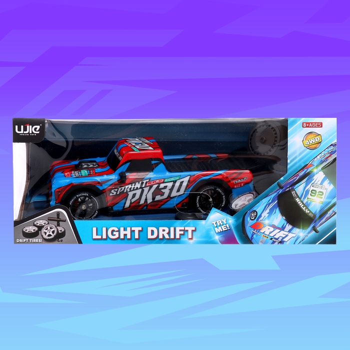 Машина &laquo;Дрифт&raquo;, радиоуправляемая, сменные колёса, световые эффекты, работает от аккумулятора