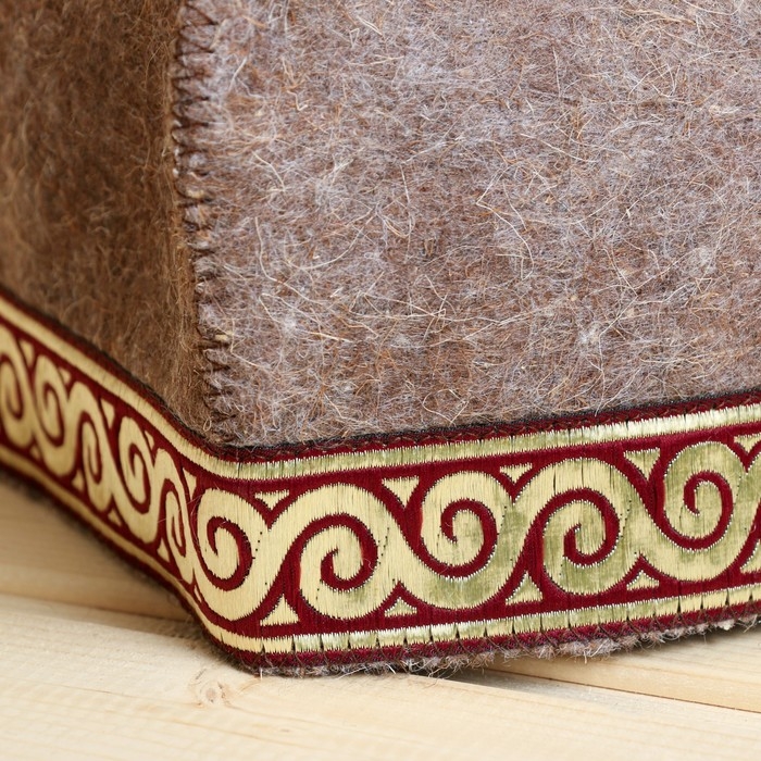 Шапка для бани Шапка для бани "Тюбетейка", коричневая с красной отделочной лентой