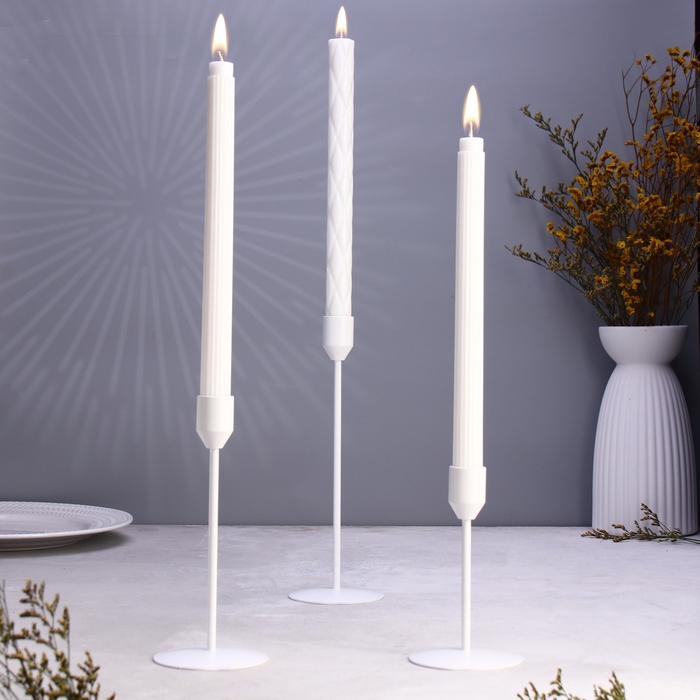 Набор подсвечников Набор подсвечников "Трио" 8х24; 8х19; 8х14см, белый