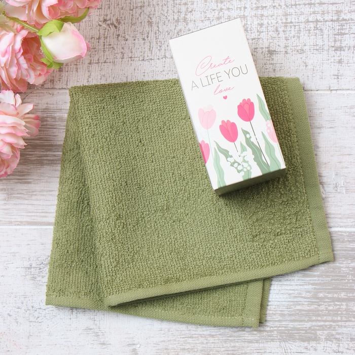 Полотенце махровое Этель Полотенце махровое Этель "Тюльпаны" 30х30 см, 100% хлопок, 340 г/м2