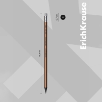 Набор чернографитных карандашей с ластиком 4 штуки ErichKrause "JOY Metallic", HB, грифель d=2.2 мм, пластик, круглых в пакете, металлик микс