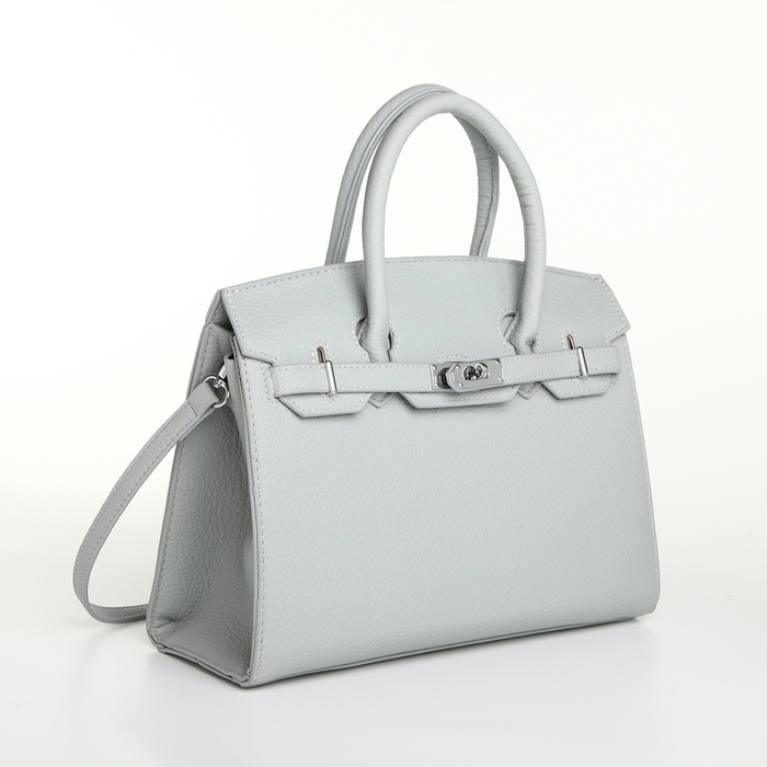 Сумка женская 30*10*23 отд на клапане, длин ремень, серый