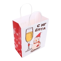 Новый год. Пакет бумажный подарочный новогодний крафт, "С НГ,ЁПТА", 27 х 21 х 11 см. Новый год. Пакет бумажный подарочный новогодний крафт, "С НГ,ЁПТА", 27 х 21 х 11 см.