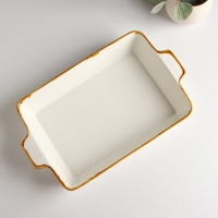 Форма для запекания из фарфора Доляна Organic Gold, 2 л, 33&times;20,5&times;5,5 см, цвет белый