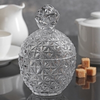 Сахарница стеклянная &laquo;Венеция. Рябь&raquo;, 250 мл, 9&times;14,5 см, с крышкой