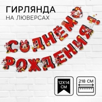 Гирлянда на люверсах "С Днем рождения!", длина 218 см, Минни Маус Гирлянда на люверсах "С Днем рождения!", длина 218 см, Минни Маус