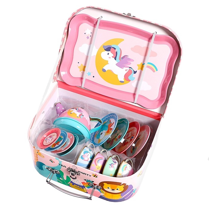 Набор металлической посуды &laquo;Единорожки&raquo;, 14 предметов, в чемодане