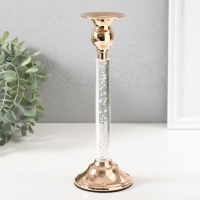 Подсвечник металл, акрил на 1 свечу "Аква" d=2-6 см золото 8х8х23 см Подсвечник металл, акрил на 1 свечу "Аква" d=2-6 см золото 8х8х23 см