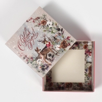 Коробка подарочная новогодняя складная «Новогодняя акварель», 14 х 14 х 8 см, Новый год Коробка подарочная новогодняя складная «Новогодняя акварель», 14 х 14 х 8 см, Новый год