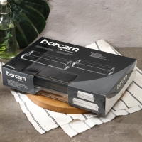 Набор посуды для СВЧ Borcam, стеклянный, 2 предмета: 2.5 л, 4.35 л, 28.7×19.7×6 см, 36.7×25.7×6 см Набор посуды для СВЧ Borcam, стеклянный, 2 предмета: 2.5 л, 4.35 л, 28.7×19.7×6 см, 36.7×25.7×6 см