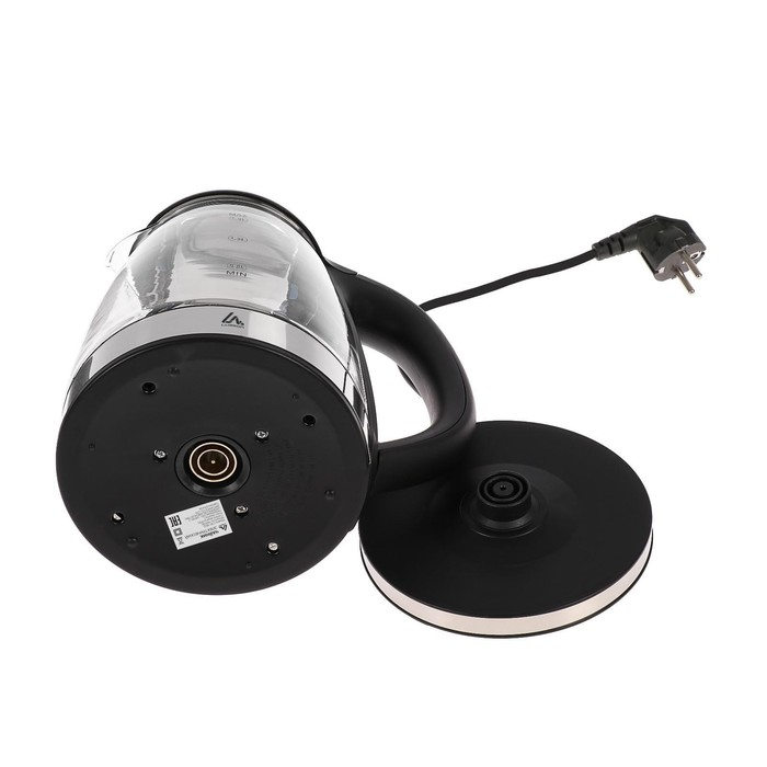 Чайник электрический Luazon LSK-1802, стекло, 1.8 л, 1500 Вт, подсветка, чёрно-синий Чайник электрический Luazon LSK-1802, стекло, 1.8 л, 1500 Вт, подсветка, чёрно-синий