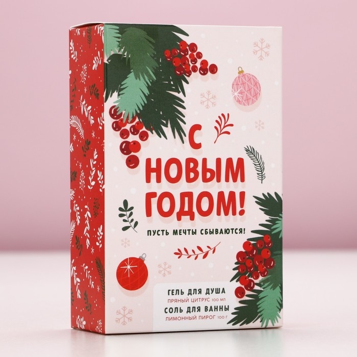 Подарочный набор косметики «С Новым Годом», гель для душа 100 мл и соль для ванны 100 г, аромат пряного цитруса, ЧИСТОЕ СЧАСТЬЕ Подарочный набор косметики «С Новым Годом», гель для душа 100 мл и соль для ванны 100 г, аромат пряного цитруса, ЧИСТОЕ СЧАСТЬЕ