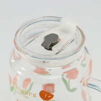 Банка стеклянная с крышкой и трубочкой &laquo;Фреш&raquo;, 500 мл, 10,5&times;7&times;12,6 см, цвет МИКС