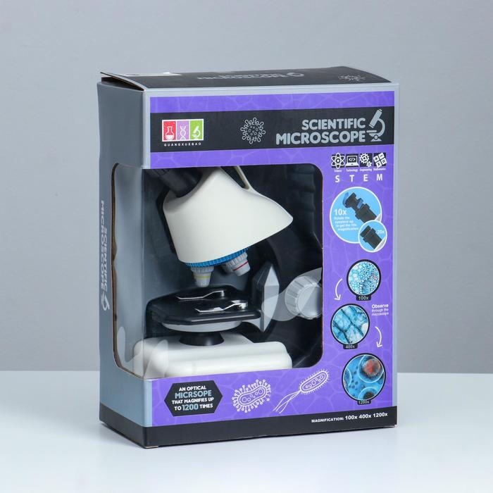 Микроскоп Микроскоп "Юный биолог" кратность до х1200, белый, подсветка