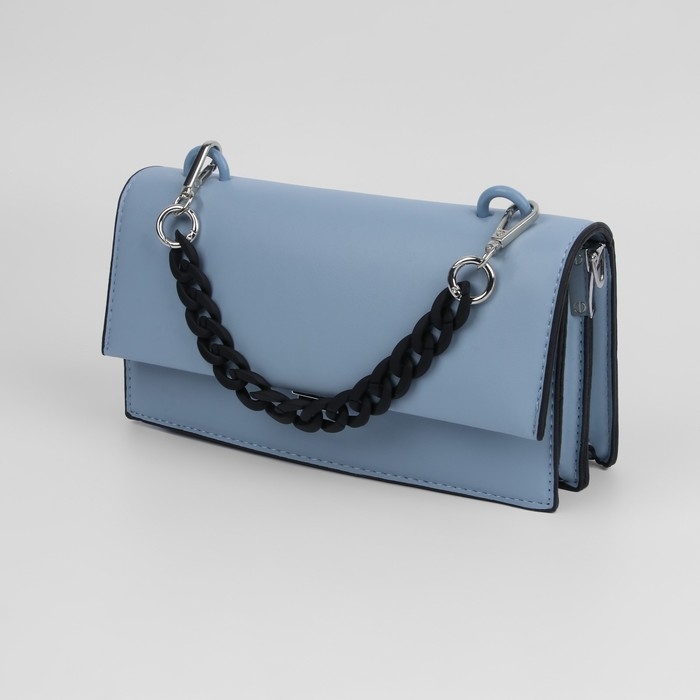 Цепочка для сумки, с карабинами, пластиковая, 23 &times; 17 мм, 30 см, цвет чёрный/серебряный