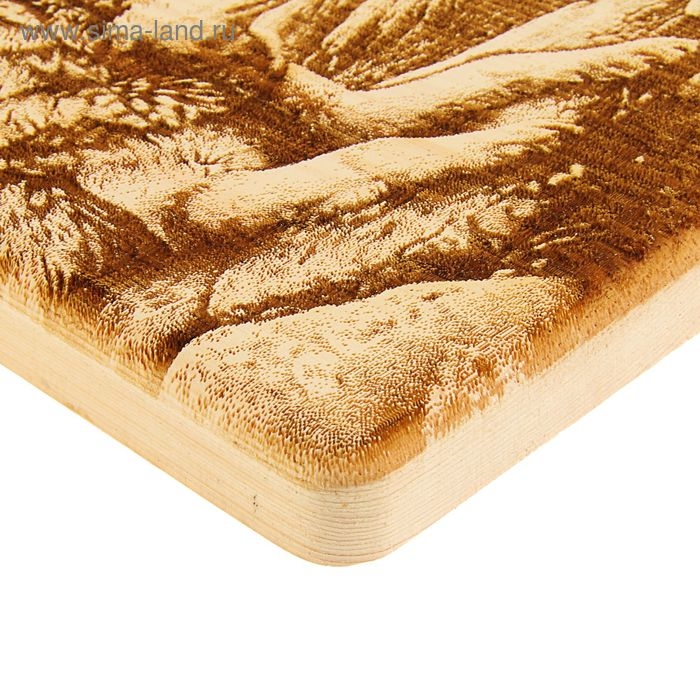 Доска из массива кедра &laquo;Волки&raquo;, квадратная, 18 &times; 18 см