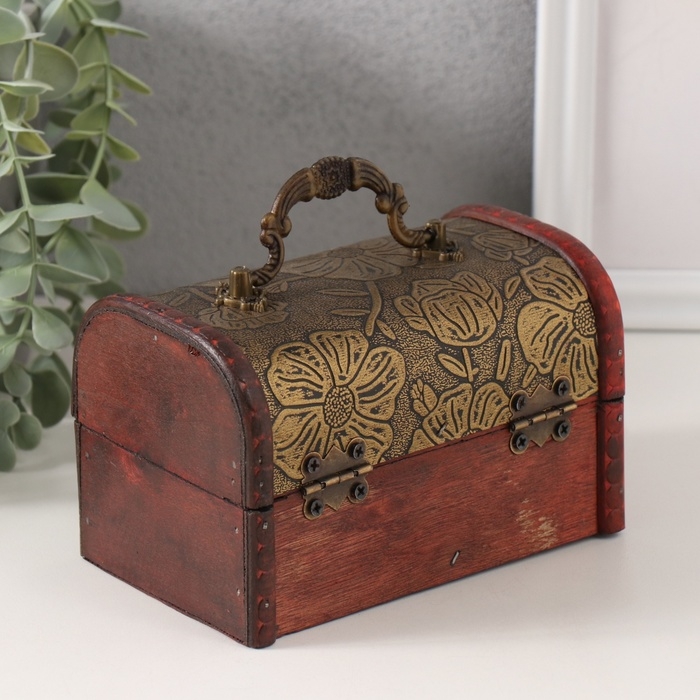 Шкатулка дерево сундучок с ручкой Шкатулка дерево сундучок с ручкой "Цветение" 8,4х14,5х8,7 см