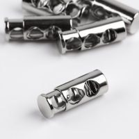 Фиксатор для шнура, двойной, d = 5 мм, 9 × 25 мм, 5 шт, цвет серебряный Фиксатор для шнура, двойной, d = 5 мм, 9 × 25 мм, 5 шт, цвет серебряный