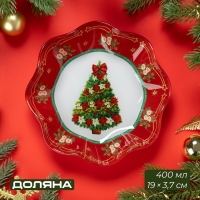 Салатник стеклянный Доляна &laquo;Новогодняя ель&raquo;, 400 мл, 19&times;3,7 см