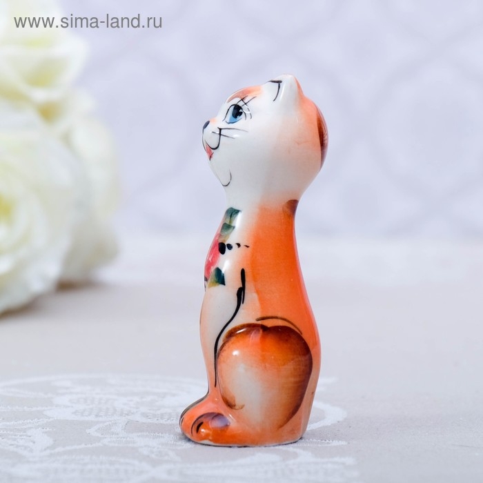 Сувенир &laquo;Кошка Милашка&raquo;, рыжая, 9 см, гжель
