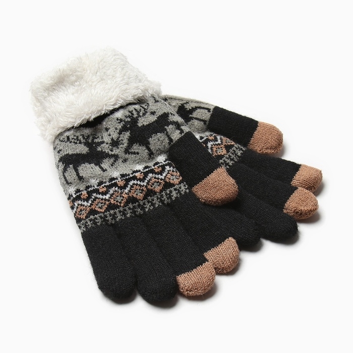 Перчатки женские на иск.меху MINAKU 22 см черный