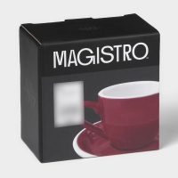 Кофейная пара фарфоровая Magistro Coffee time, 2 предмета: чашка 80 мл, блюдце d=11,5 см, цвет красный