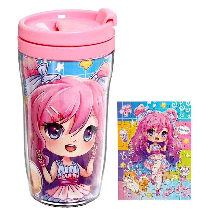 Термостакан с пазлом «Кавайная девчонка», 54 элемента, 250 мл Термостакан с пазлом «Кавайная девчонка», 54 элемента, 250 мл