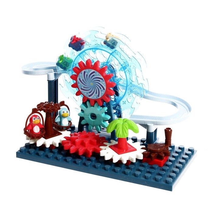 Конструктор развивающий с шестерёнками &laquo;Весёлые паровозики&raquo;, 33 детали