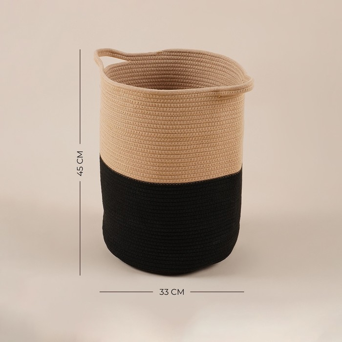 Корзина для белья плетеная круглая SL Home Cotton, хлопок, 33&times;45 см