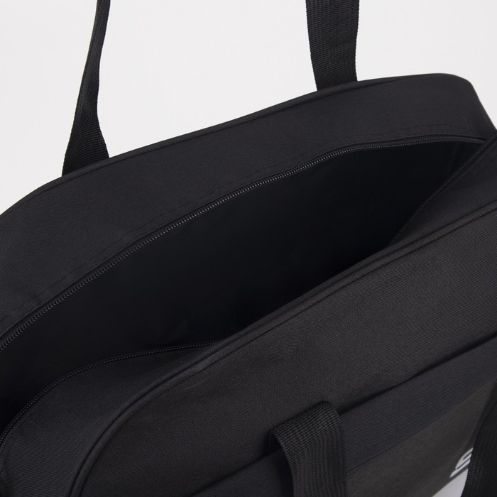 Сумка спортивная на молнии, наружный карман, длинный ремень, большой размер, цвет чёрный