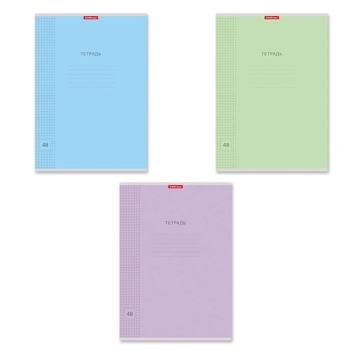 Тетрадь А4, 48 листов в клетку, ErichKrause Тетрадь А4, 48 листов в клетку, ErichKrause "Классика Visio", обложка мелованный картон, блок офсет 100% белизна, МИКС (1 вид в спайке)