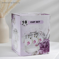 Сервиз чайный керамический на металлической подставке &laquo;Роза&raquo;, 19 предметов: 6 чашек 170 мл, 6 блюдец 13,5 см, 6 ложек, цвет белый