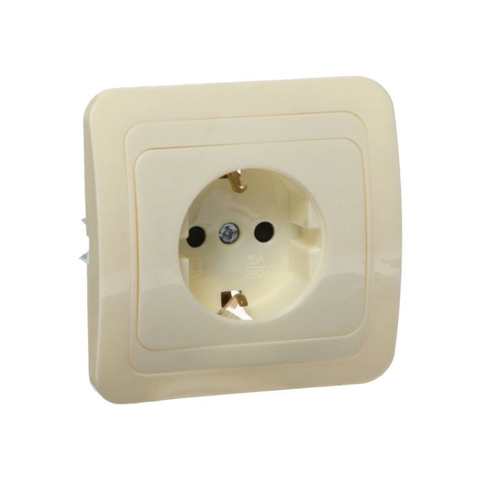 Розетка одноместная со шторкой Luazon Lighting Розетка одноместная со шторкой Luazon Lighting "Орион", 16 А, скрытая, с з/к, бежевая