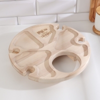 Столик-поднос с менажницей и складными ножками "Лучше тебя только вино" D=30x2 см, береза Столик-поднос с менажницей и складными ножками "Лучше тебя только вино" D=30x2 см, береза