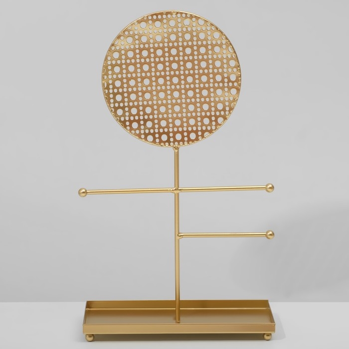 Подставка для украшений с местом для хранения «Круг ажурный», 20×10×34,5 см, цвет золото Подставка для украшений с местом для хранения «Круг ажурный», 20×10×34,5 см, цвет золото