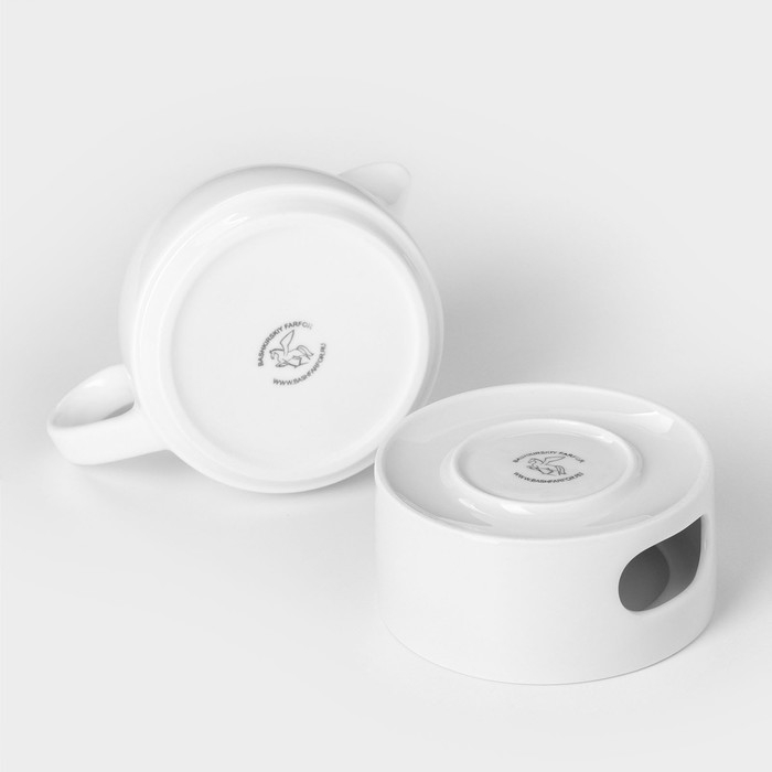 Набор для чая фарфоровый &laquo;Практик&raquo;, 2 предмета: чайник 400 мл с подогревом