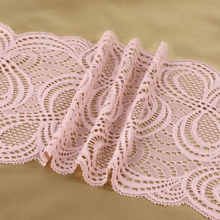 Кружевная эластичная ткань, 180 мм &times; 2,7 &plusmn; 0,5 м, цвет пудровый