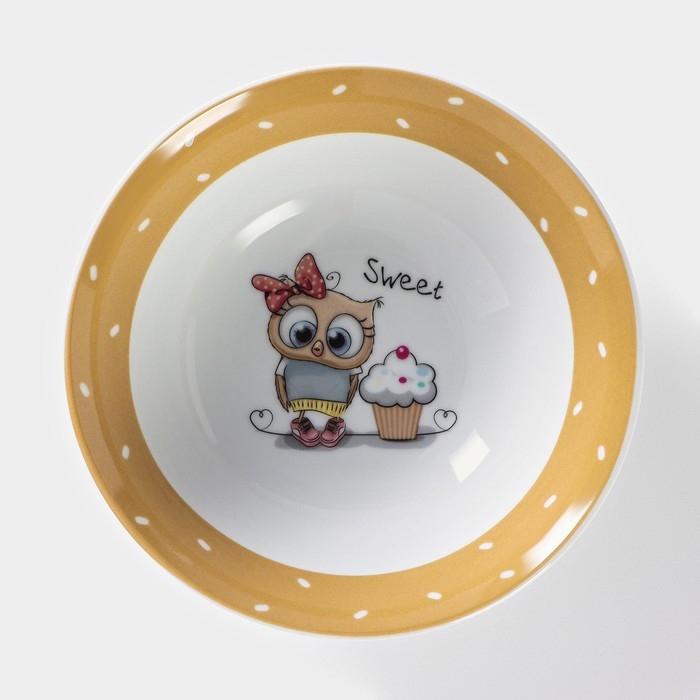 Набор детской посуды из керамики Доляна «Совёнок», 3 предмета: кружка 230 мл, миска 400 мл, тарелка d=18 см Набор детской посуды из керамики Доляна «Совёнок», 3 предмета: кружка 230 мл, миска 400 мл, тарелка d=18 см