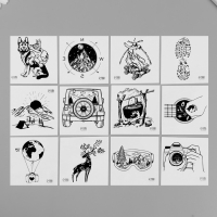 Татуировка на тело чёрная "Путешествие" набор 12 шт 6х6 см Татуировка на тело чёрная "Путешествие" набор 12 шт 6х6 см