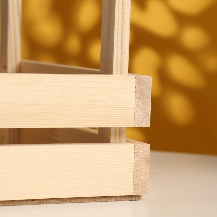 Кашпо деревянное двуреечное с ручками 24,5х14х19,5 см натуральное