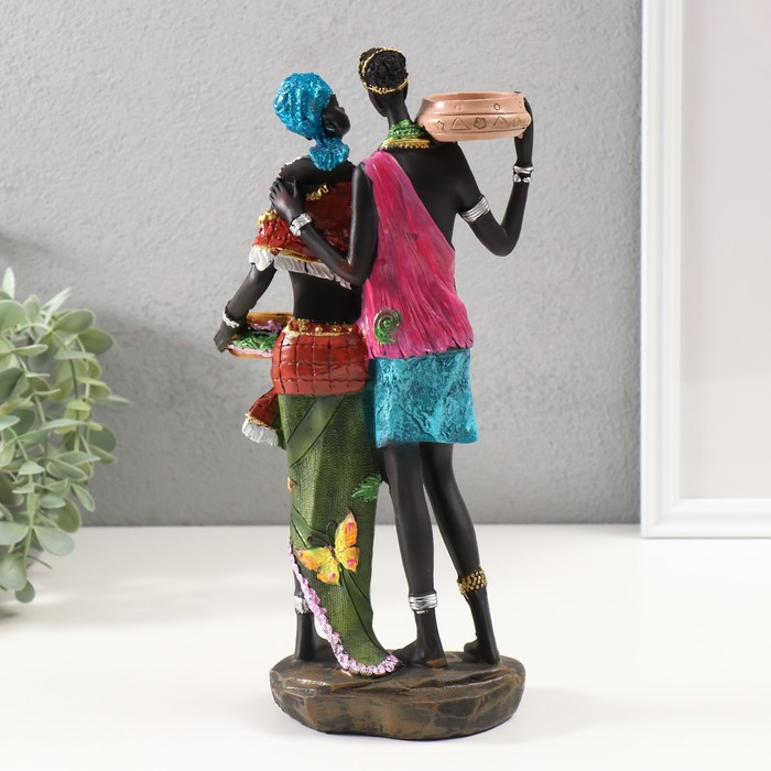 Сувенир полистоун подсвечник "Африканская пара" МИКС 30х9х18 см