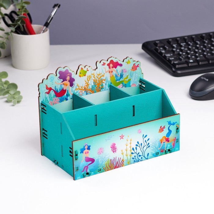 Органайзер для канцелярии Органайзер для канцелярии "Русалочки" 4 отделения 21х11х14,5