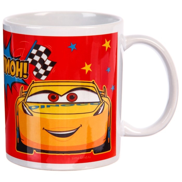 Кружка сублимация, 350 мл Кружка сублимация, 350 мл "Чемпион", Тачки