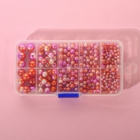 Ассорти пришивных бусин &laquo;Нежность&raquo;, d = 4 / 5 / 6 / 8 / 10 мм, цвет розовый спектр