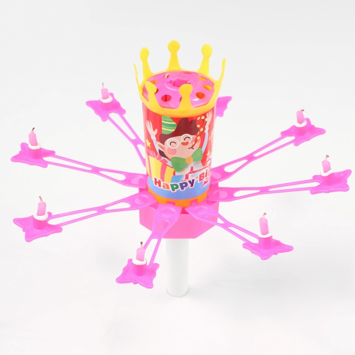 Свеча для торта музыкальная "Цветок", розовая, 15&times;5 см